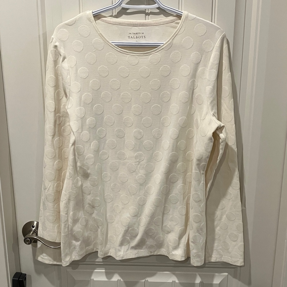The Talbots Tee T-shirt Long Sleeves CREAM L LIKE NEW
